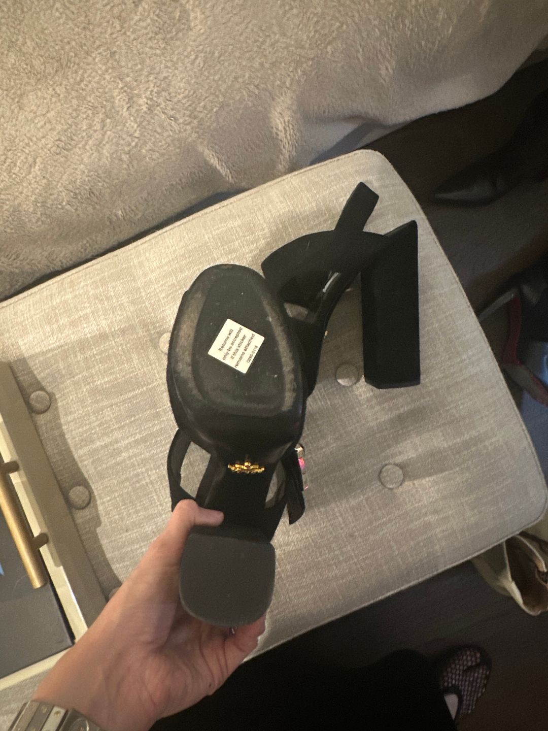 Prada Velvet Crystal Embellishments Sandals