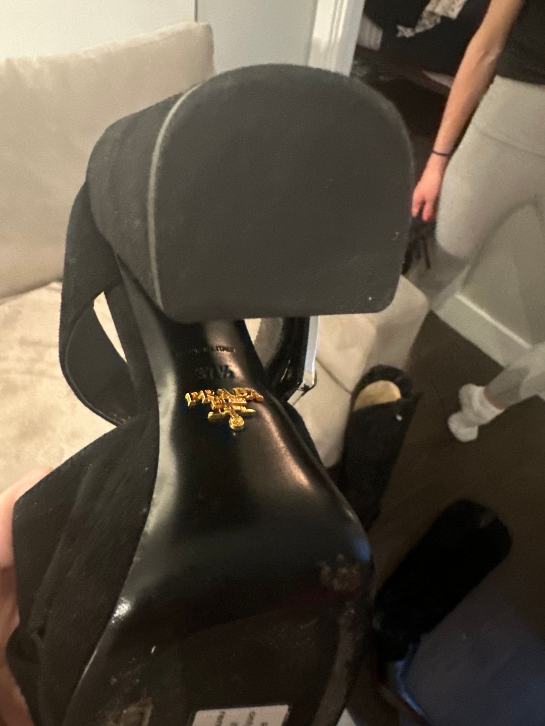 Prada Velvet Crystal Embellishments Sandals