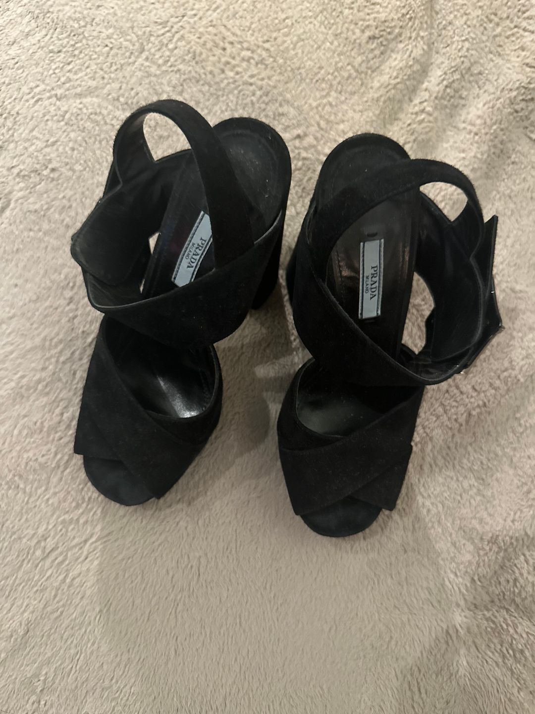 Prada Velvet Crystal Embellishments Sandals