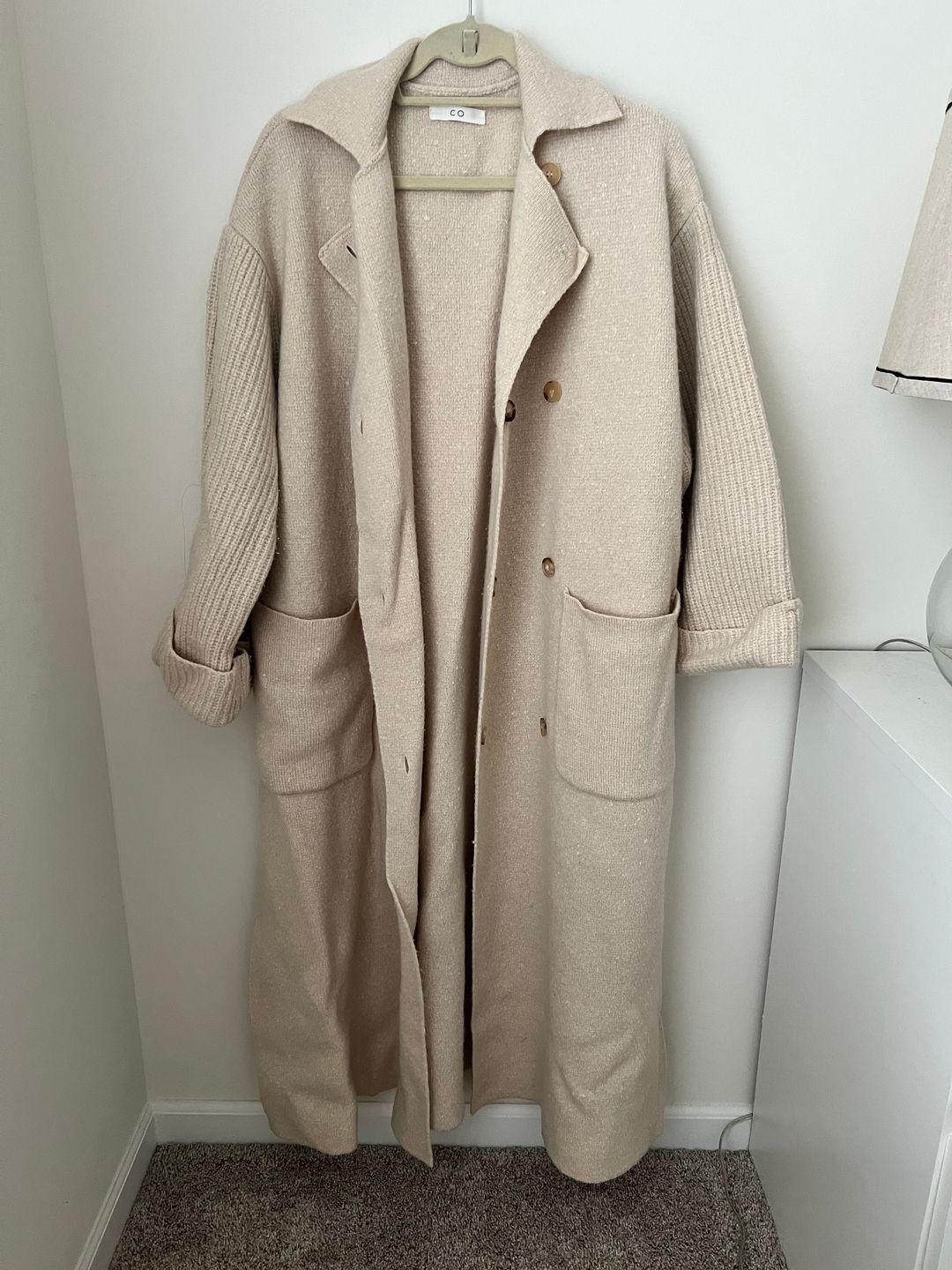 Essentials Cashmere Wool Long Cardigan Coat Sweater Trench