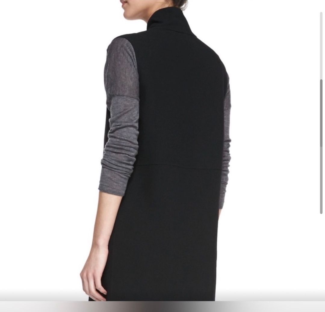 Leather-Trim Asymmetric
Black Wool Zip up Moto longer tunic
Vest 