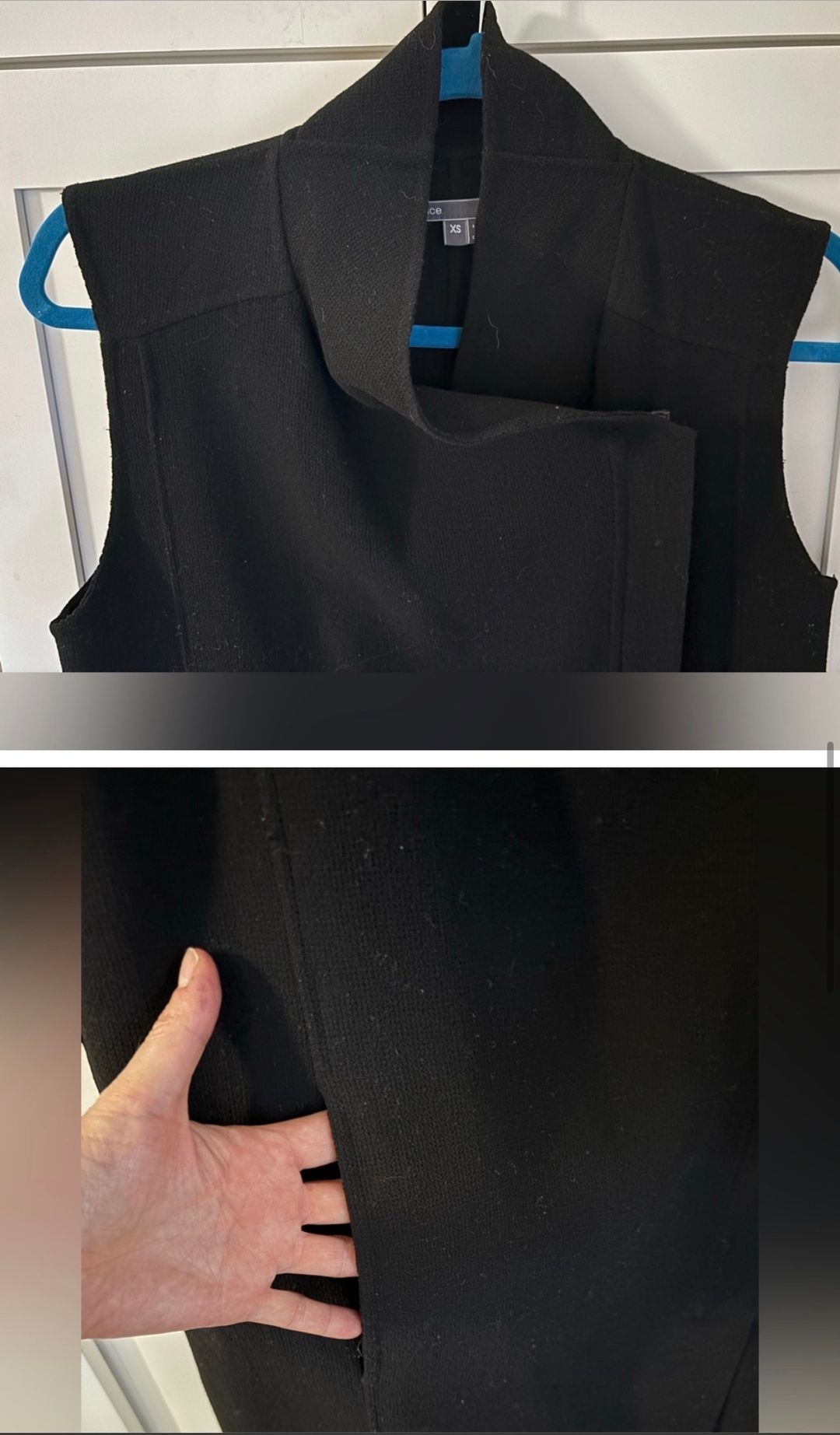 Leather-Trim Asymmetric
Black Wool Zip up Moto longer tunic
Vest 