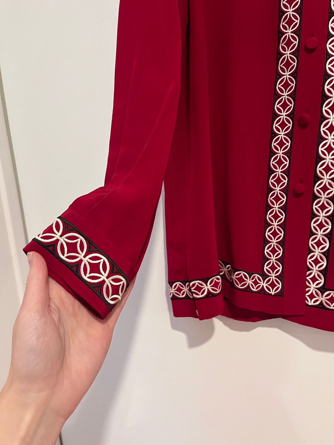 Stunning Vintage 90's DVF Silk Embroidered Blouse  