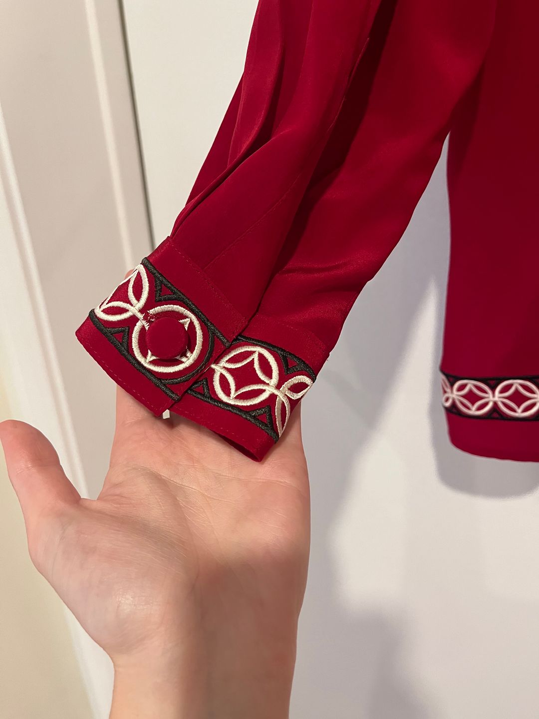 Stunning Vintage 90's DVF Silk Embroidered Blouse  