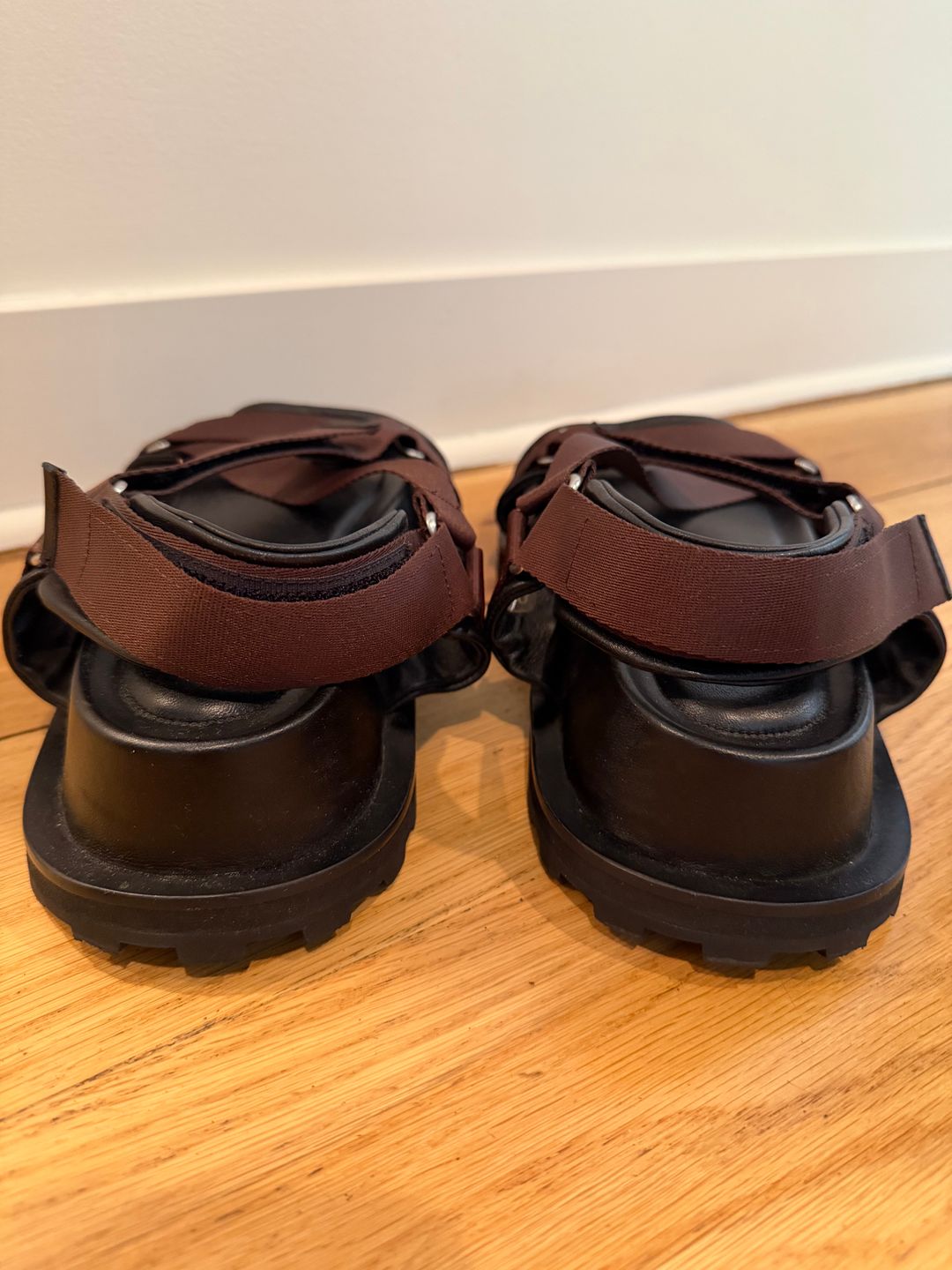 Brown and Black Webbed Lug Sole Sandal