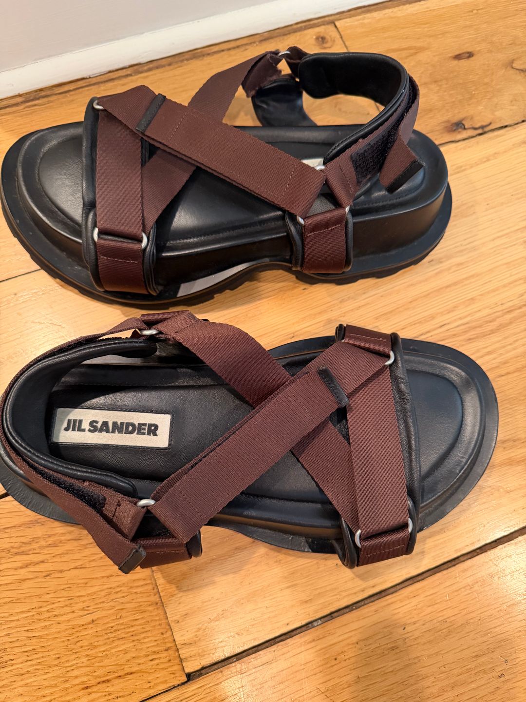 Brown and Black Webbed Lug Sole Sandal