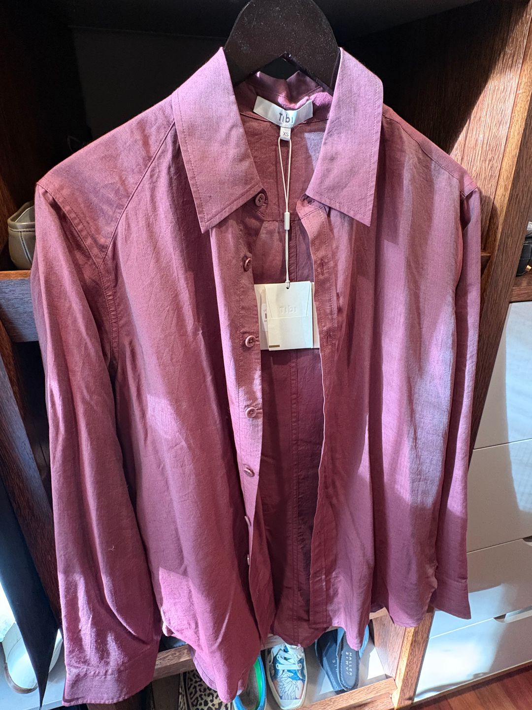 Tibi Long Sleeve Button-Up Top