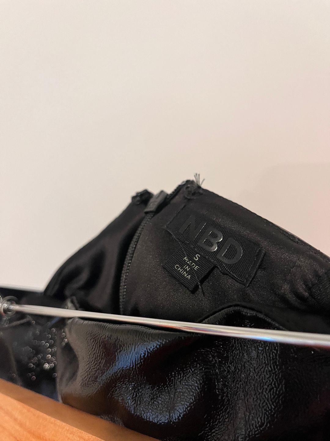 NBD NBD Faux Patent Leather Strapless Midi Dress