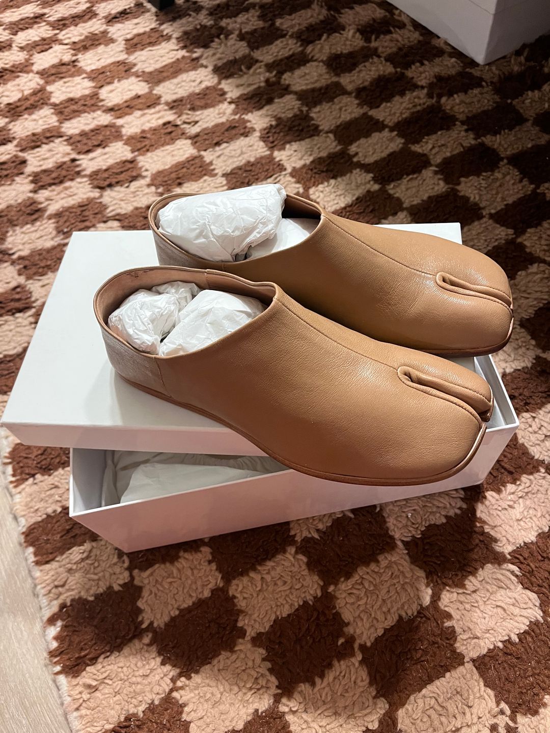 NWT Maison Margiela Tan Tabi Babouches Loafers