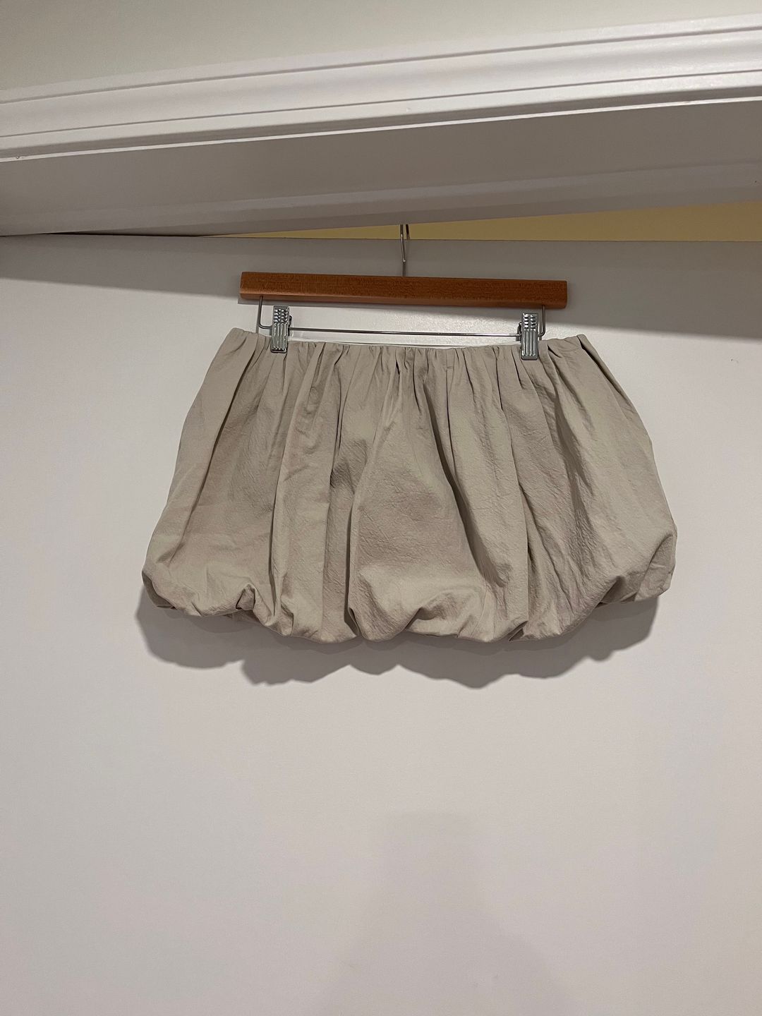 NWT Beige Gathered Mini Skirt