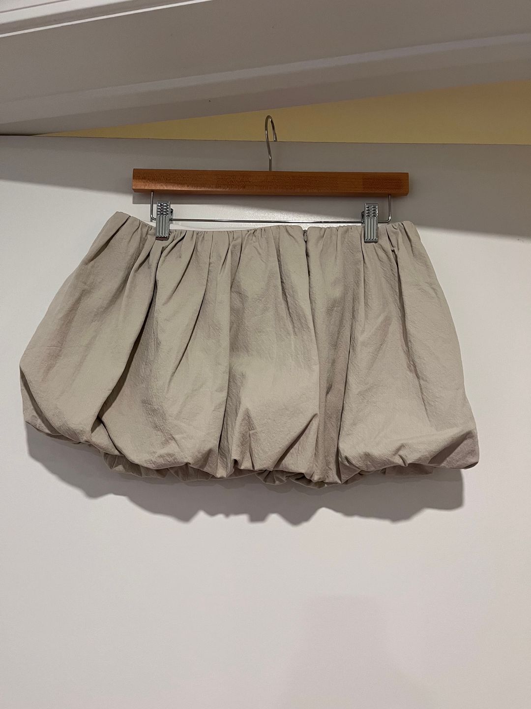NWT Beige Gathered Mini Skirt