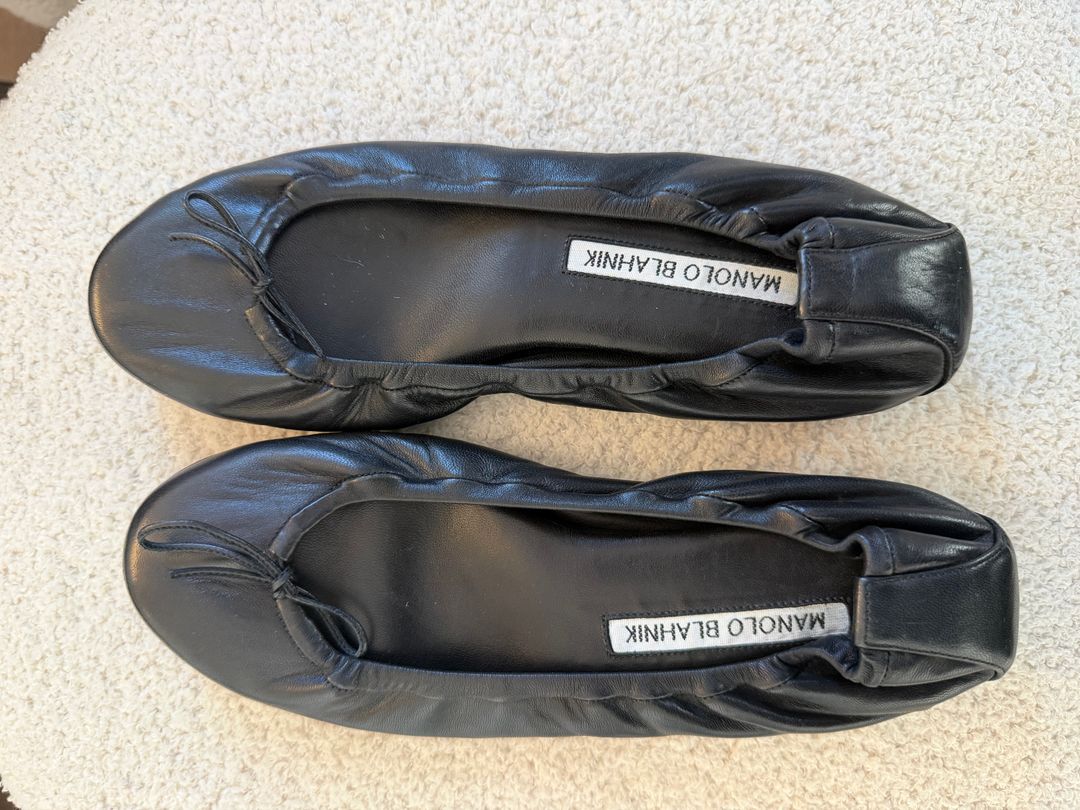 Black Glove Leather Flats