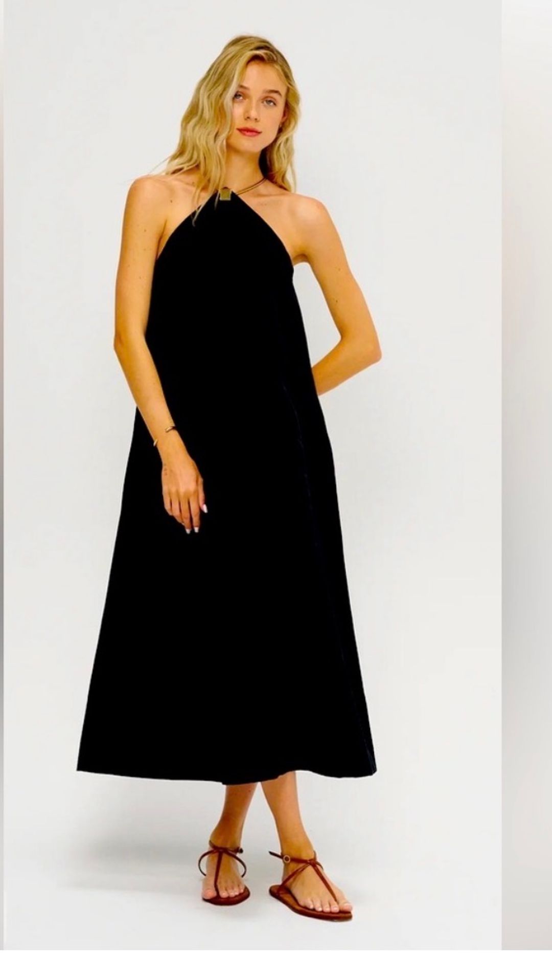 Tech Twill Lavalliere Halter Dress