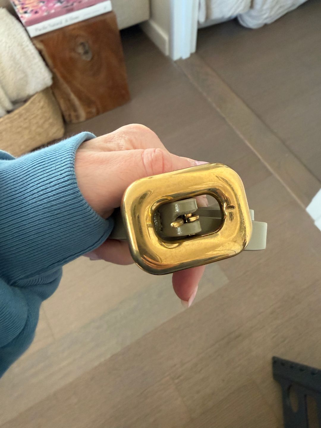 belt with gold buckle