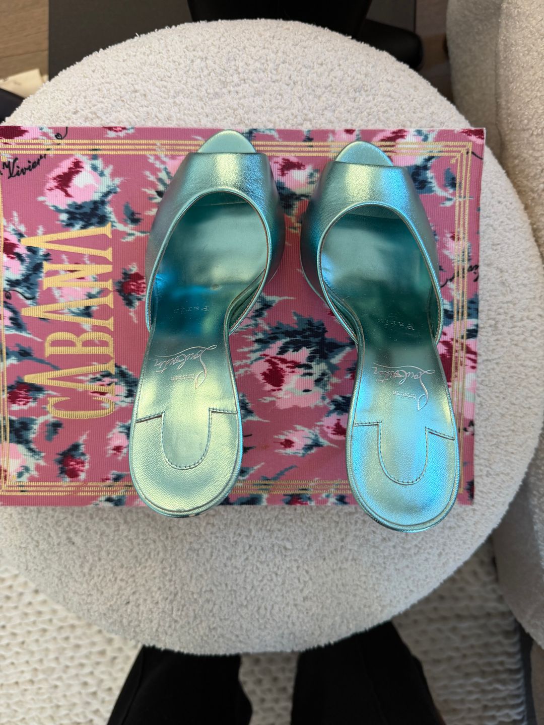 Metallic Blue Leather Me Dolly Mule