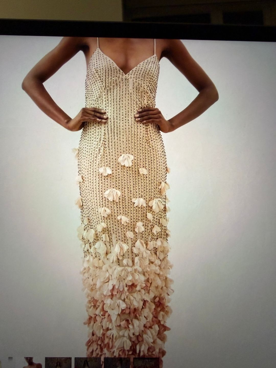 Crystal Applique Woven Strappy Maxi Dress