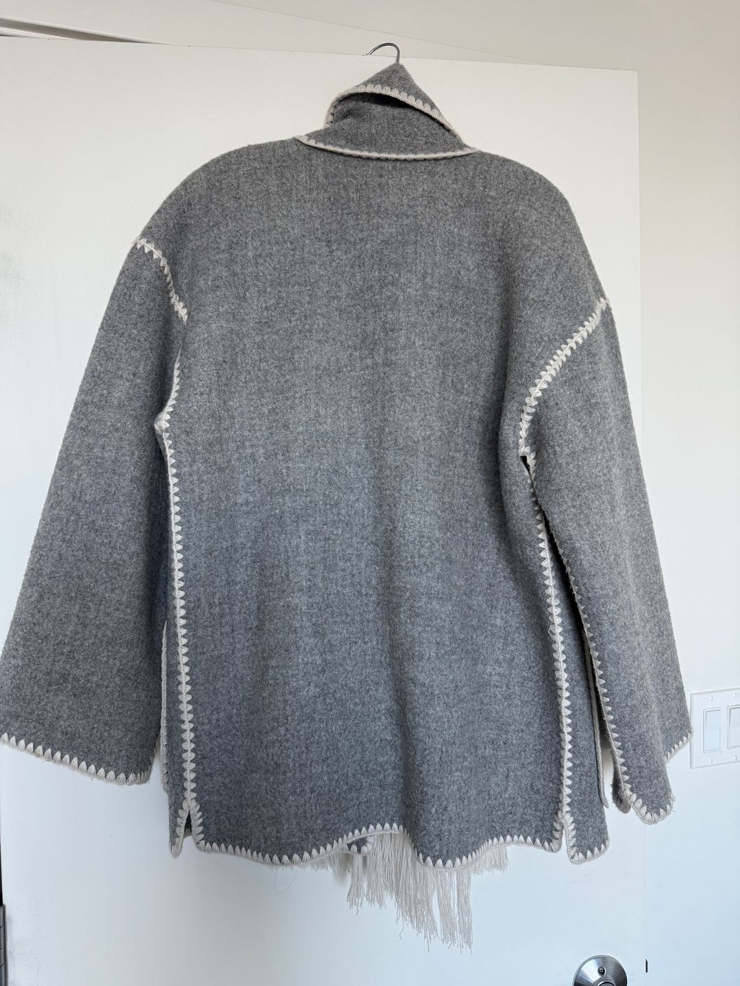 Embroidered scarf jacket light grey mélange