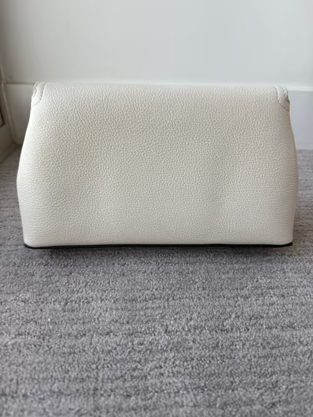 T-Lock grained-leather clutch milk