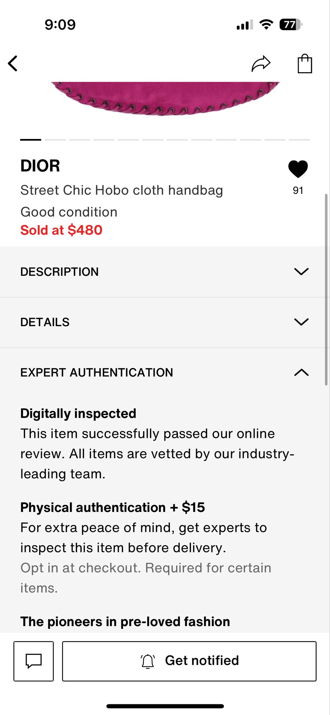 Dior Dior Heart Charm Monogram Braided Fuchsia Hobo Bag