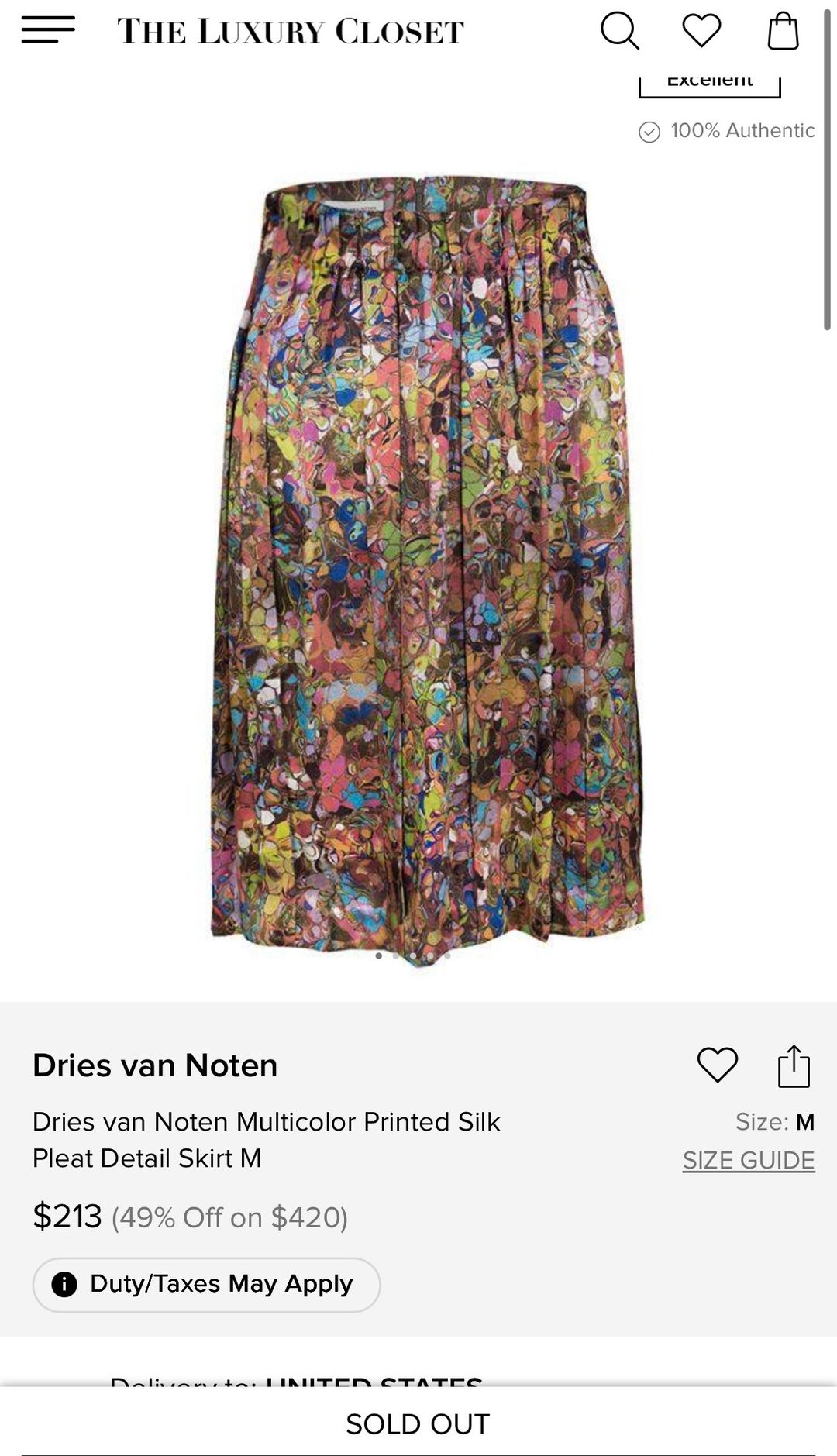 Dries Van Noten Multicolor Silk Pleated Skirt