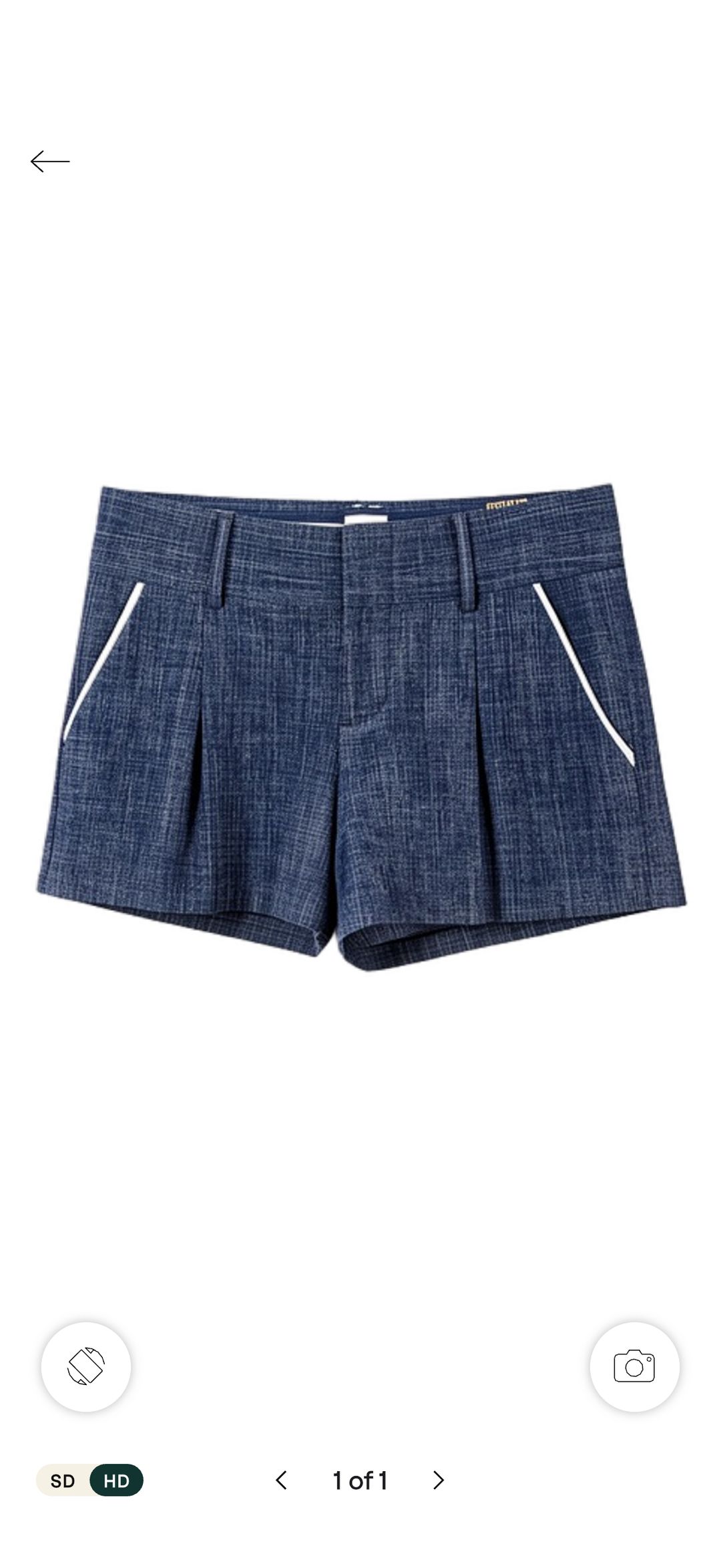 Navy Textured Low-Waist Shorts with White Piping
