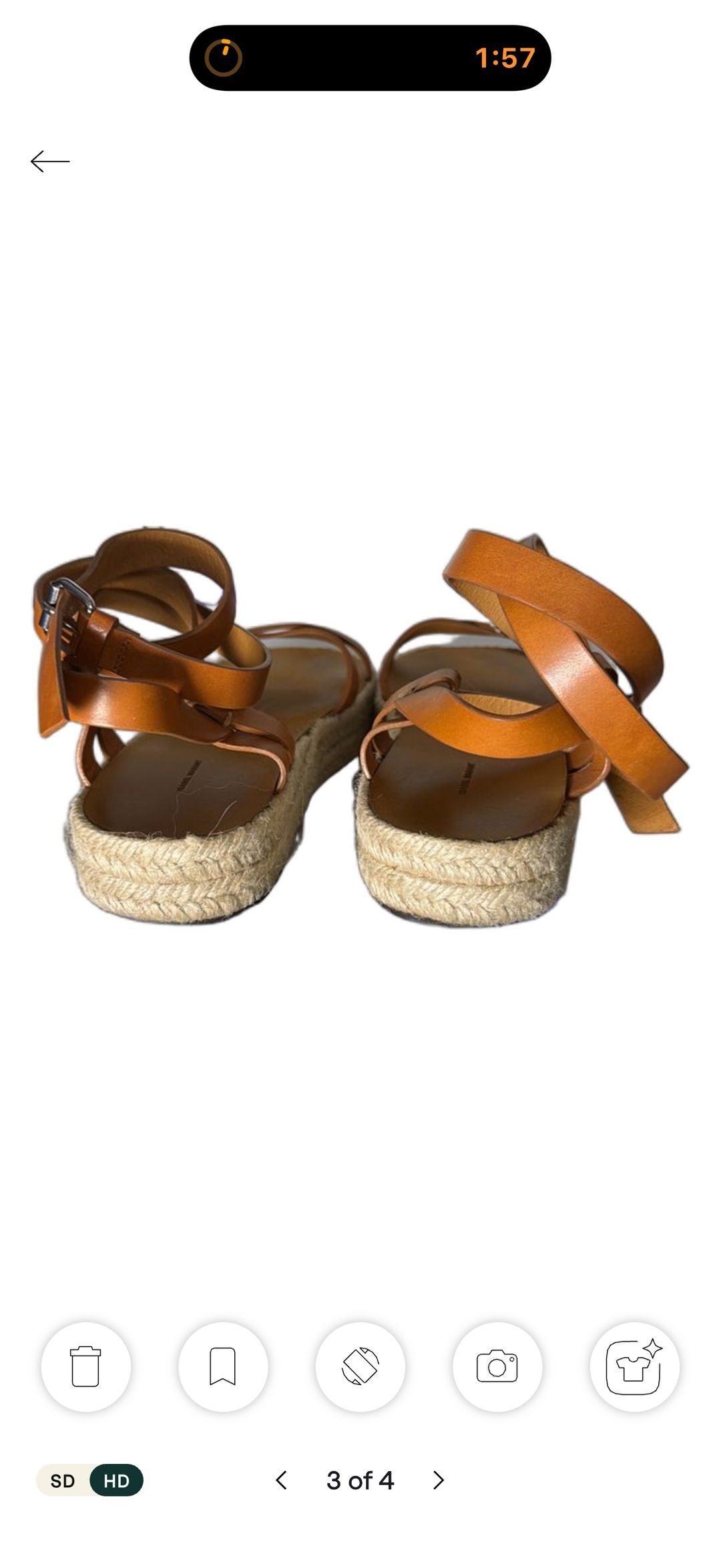 Tan Leather Ankle-Strap Espadrille Platform Sandals