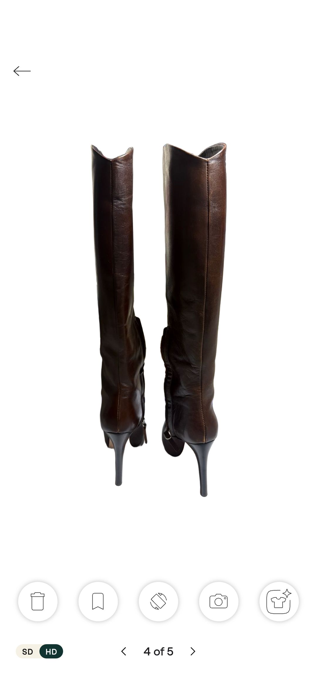 Dark Brown Tall Leather Stiletto Boots
