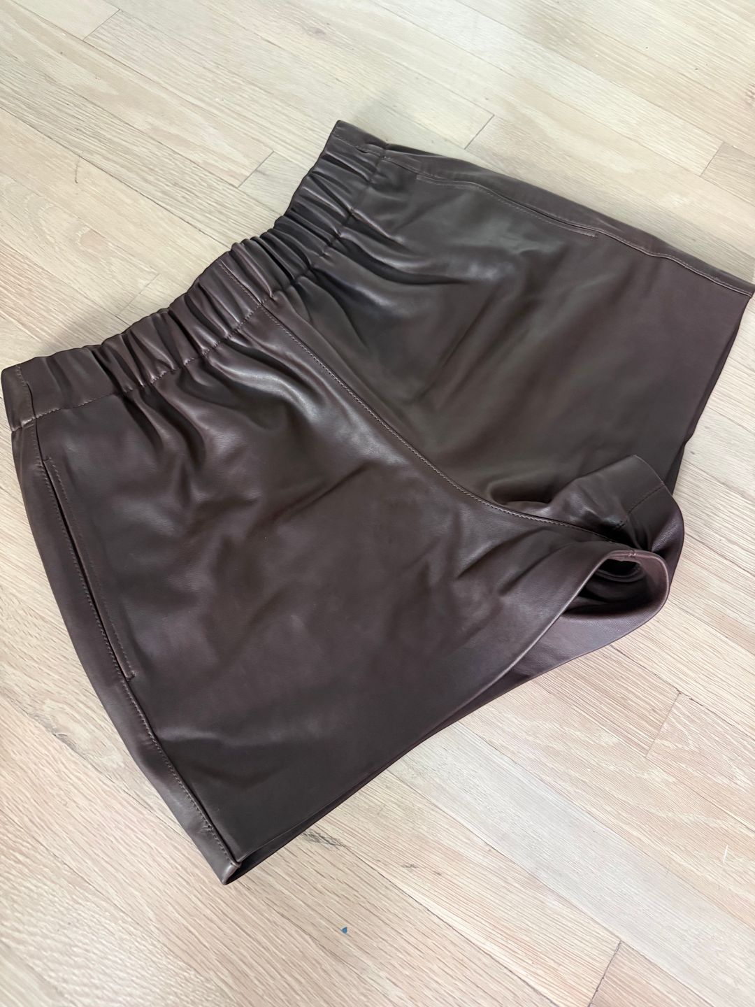 Tibi Leather Pull On Short