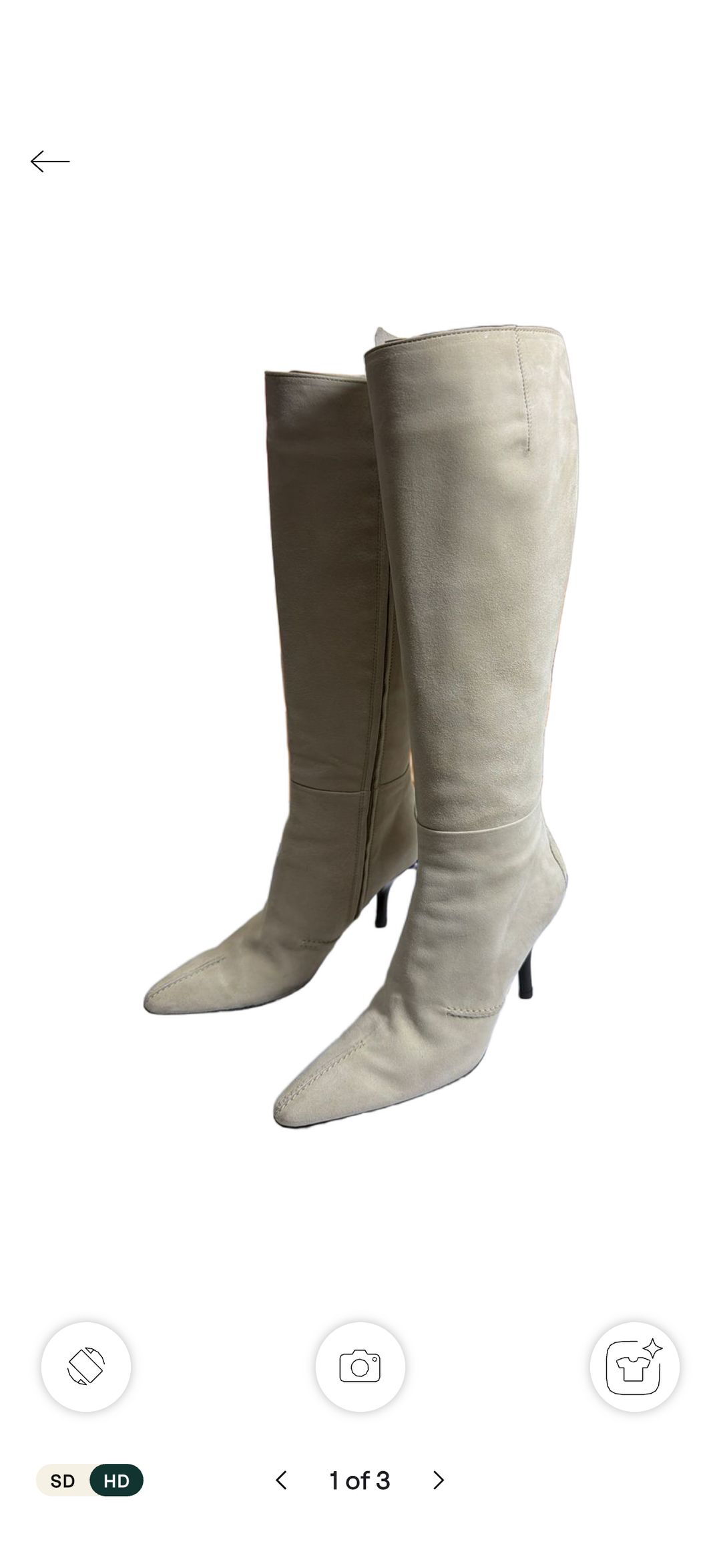 Off White Over-the-Knee Pointed-Toe Stiletto Boots