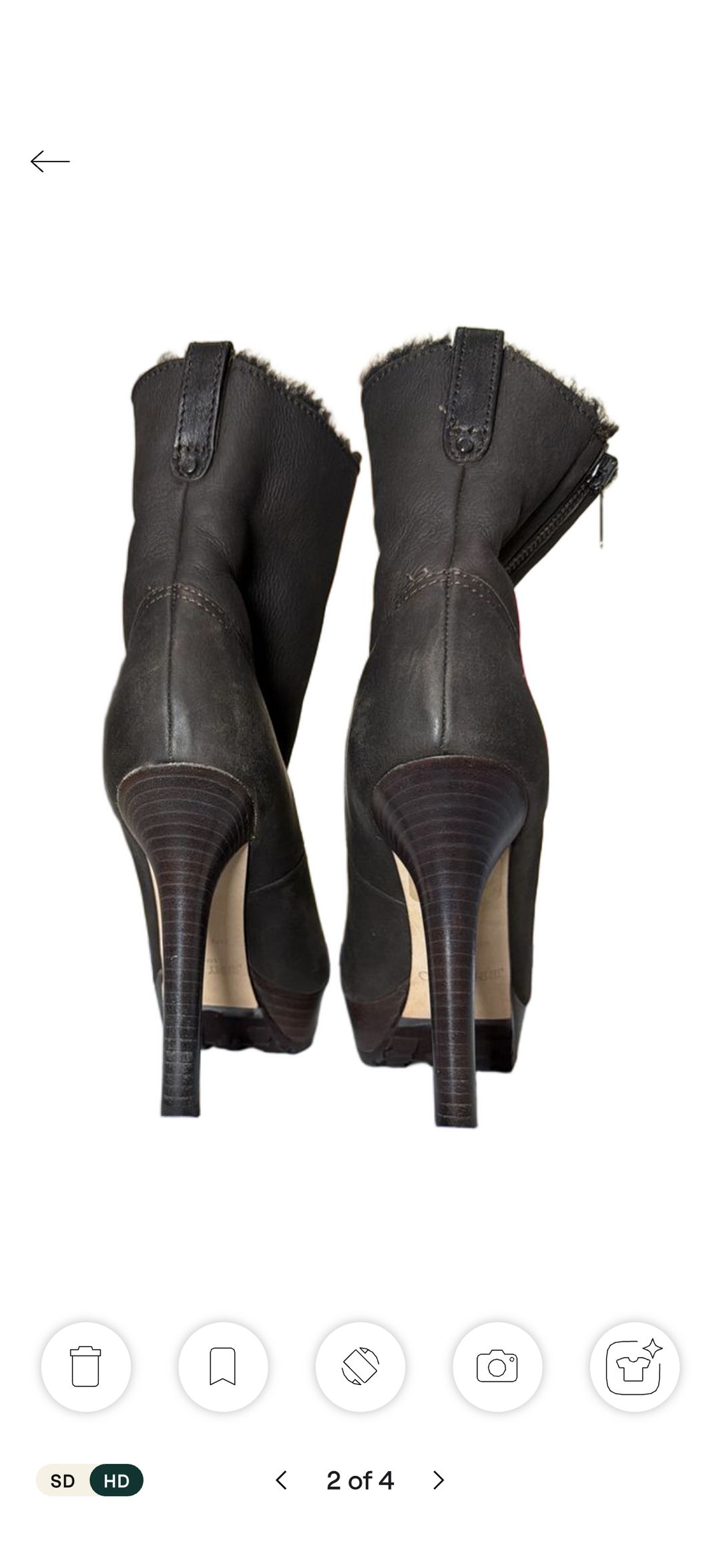 120 mm Trixie Shearling-Trimmed Leather Ankle Boots