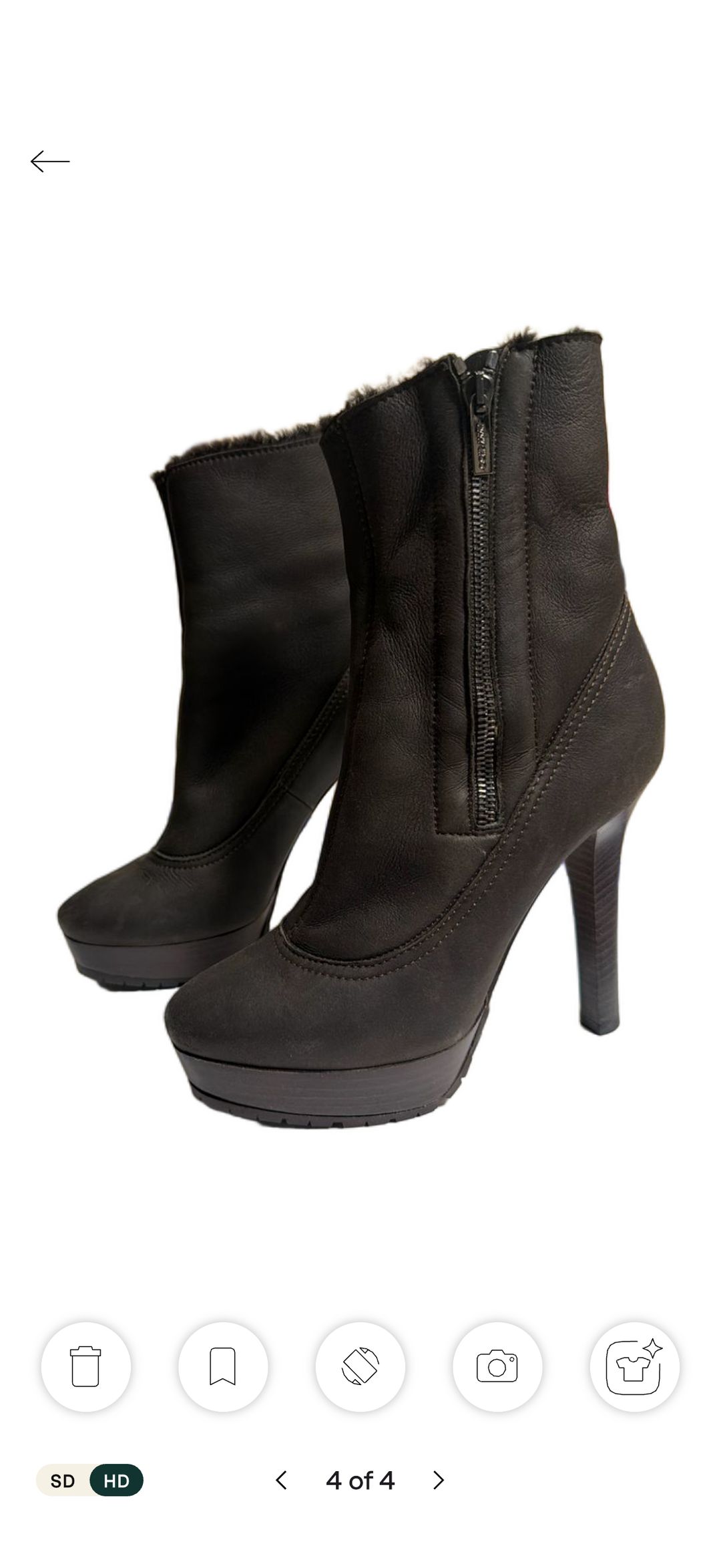 120 mm Trixie Shearling-Trimmed Leather Ankle Boots