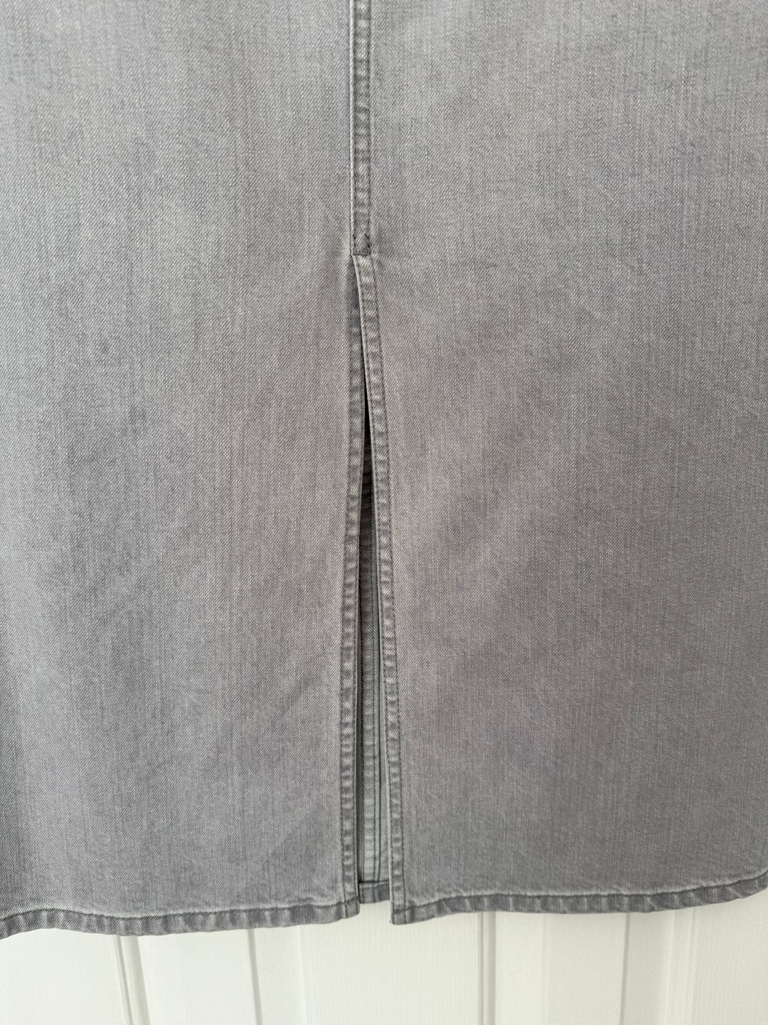 Grey Denim Double Waisted Denim Skirt
