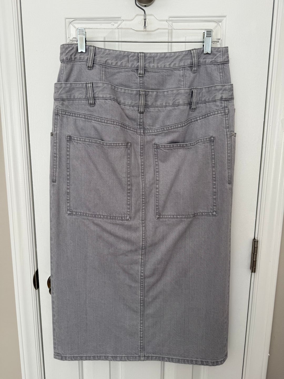 Grey Denim Double Waisted Denim Skirt