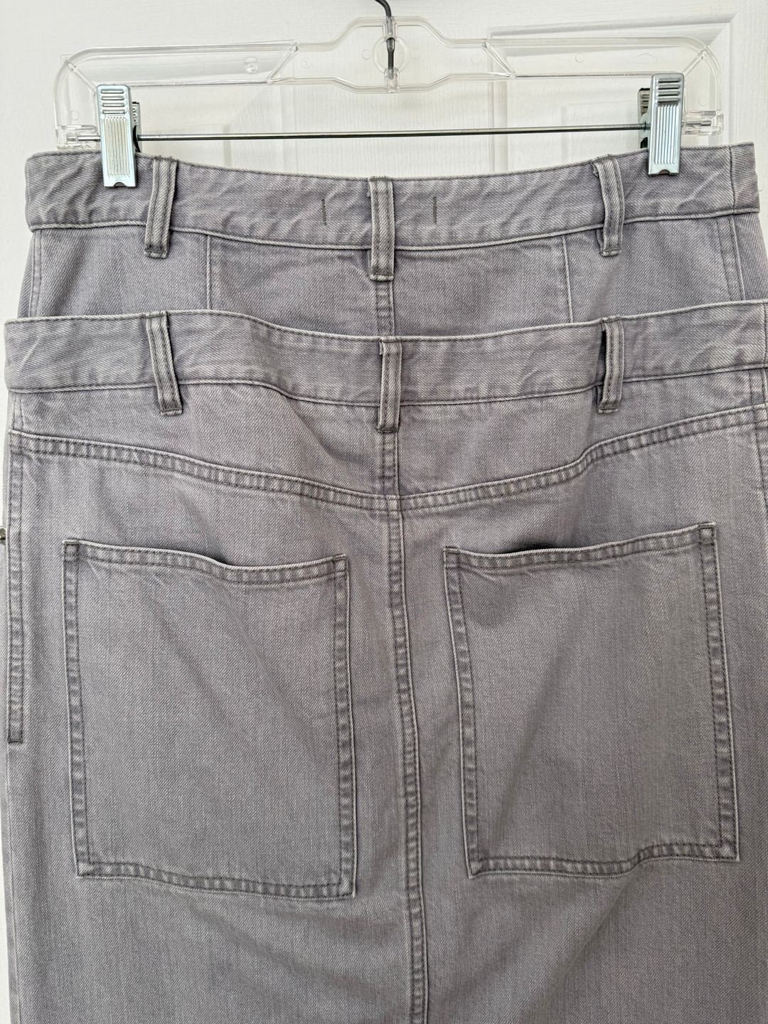 Grey Denim Double Waisted Denim Skirt