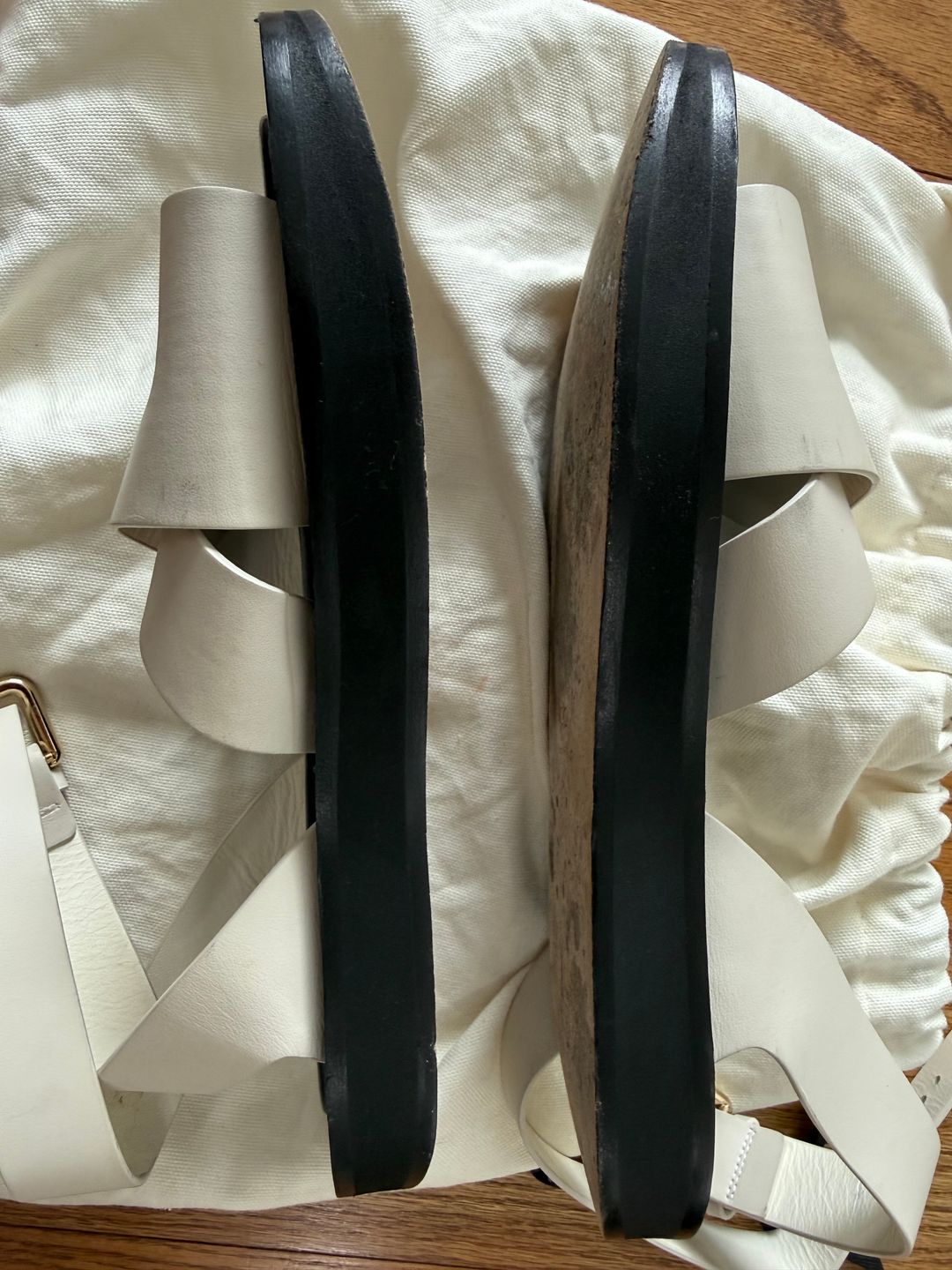 White leather cross strap sandals