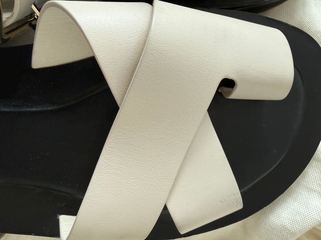 White leather cross strap sandals