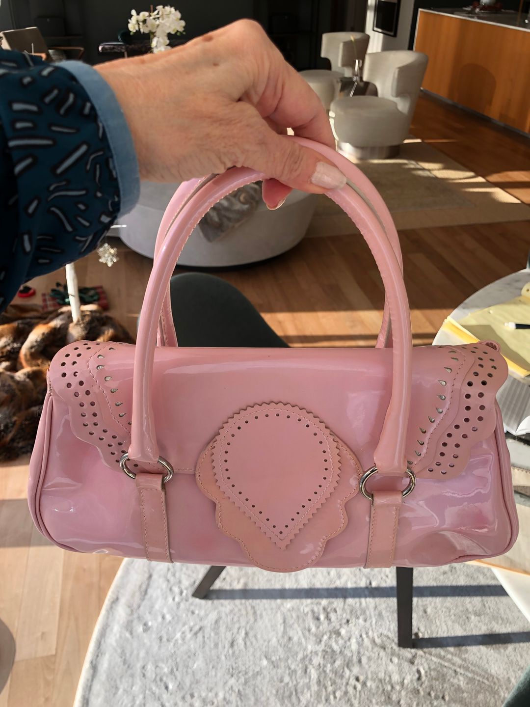 Christian Louboutin Pink Flap Handbag signed by Monsieur Louboutin