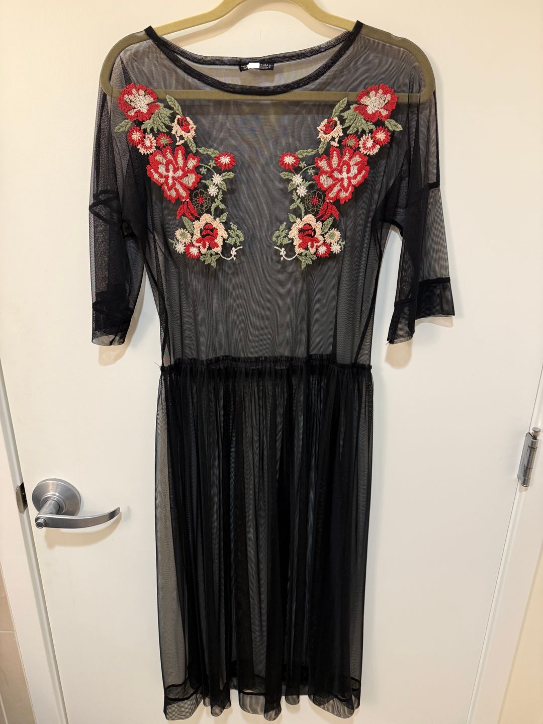 Sheer Embroidered Mesh Dress