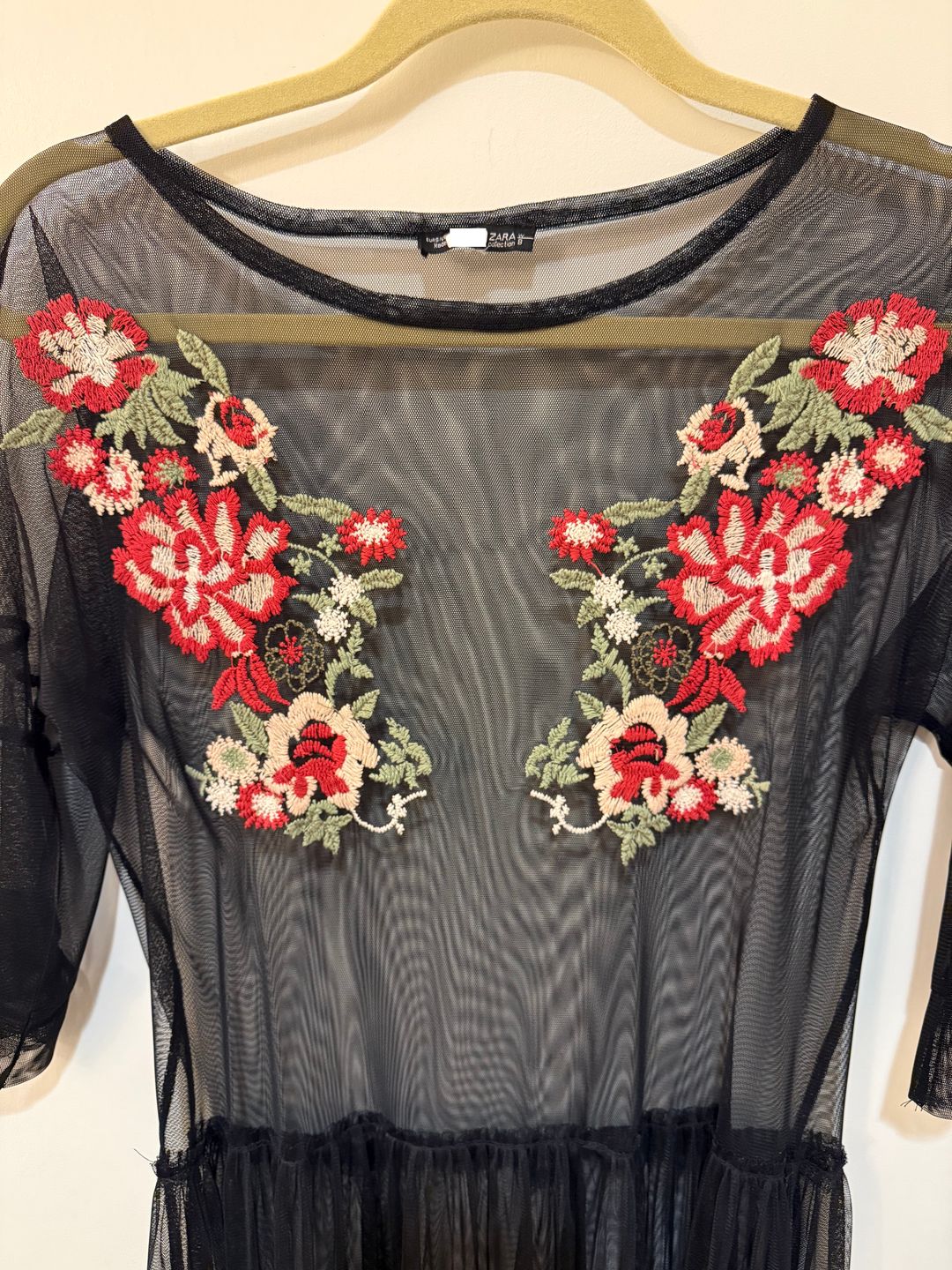 Sheer Embroidered Mesh Dress