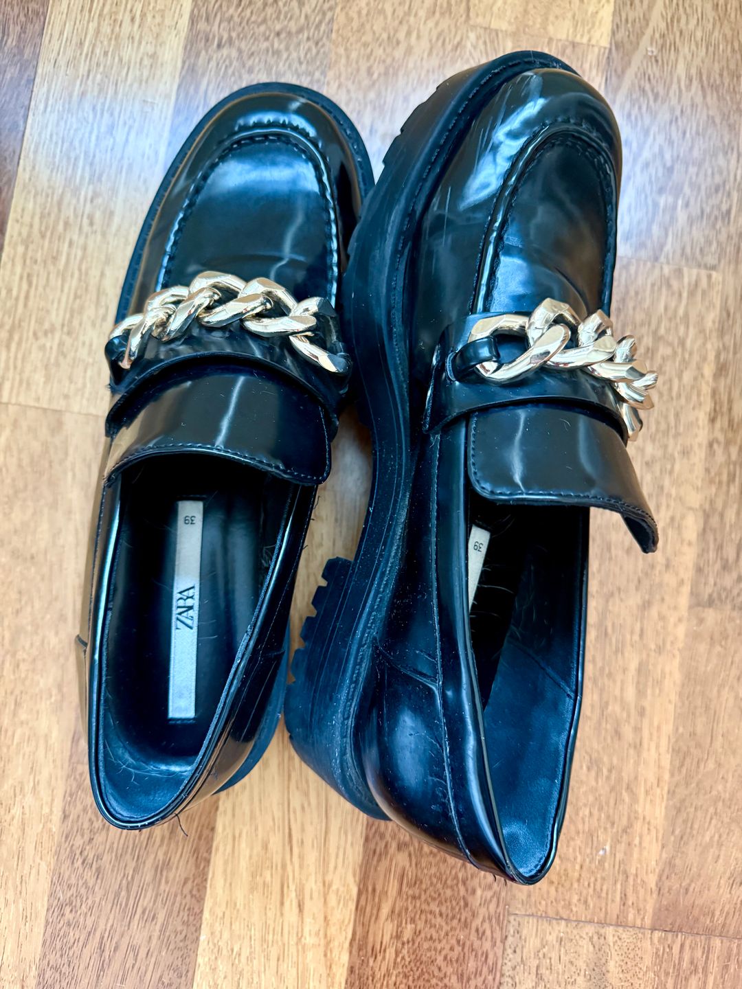 Zara Chunky Loafers with Chain Detail