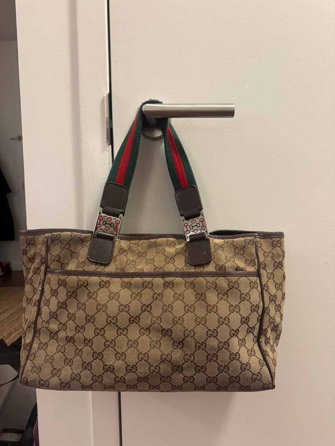 Vintage Gucci Monogram Canvas Tote Bag Handbag 