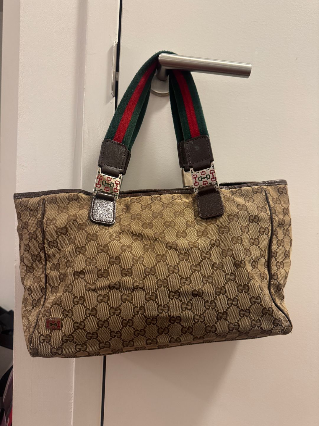 Vintage Gucci Monogram Canvas Tote Bag Handbag 