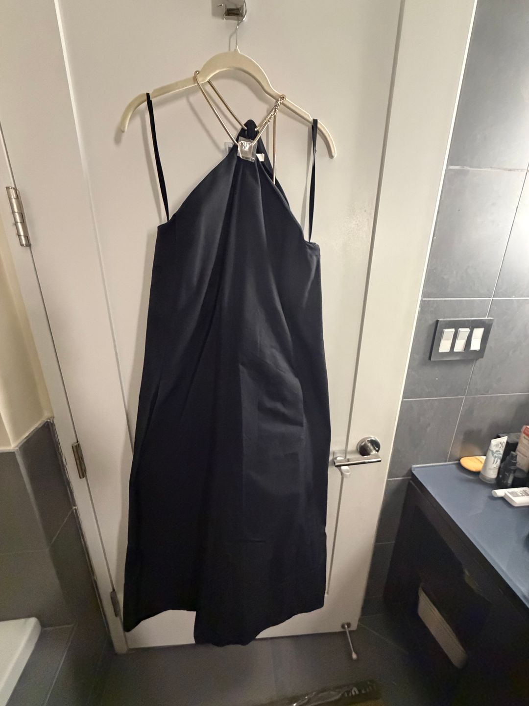 Tech Twill Lavalliere Halter Dress
