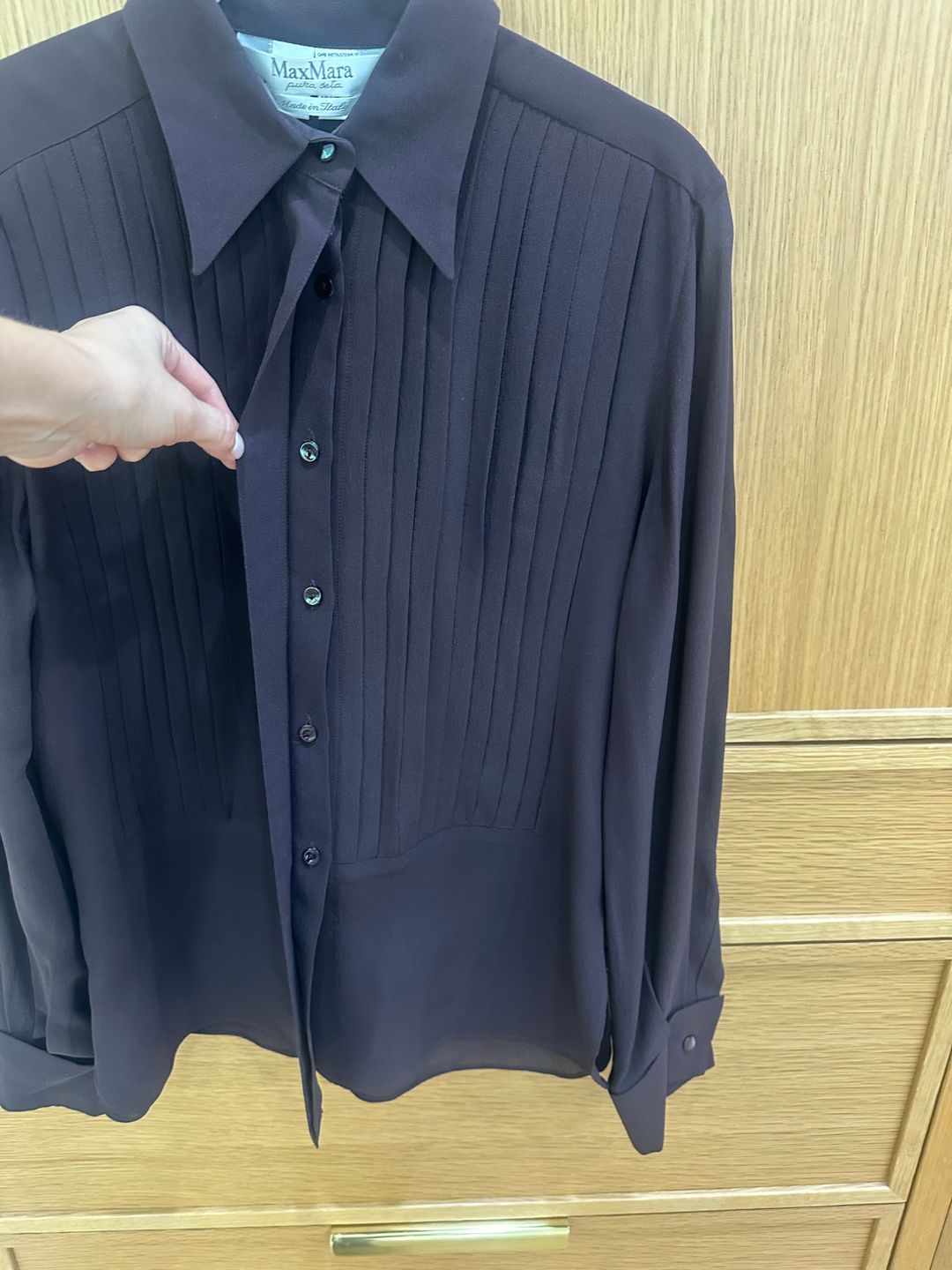 Pleated Long-Sleeve Shirt