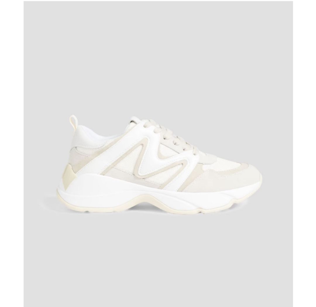 Mesh, suede and leather sneakers in Cream