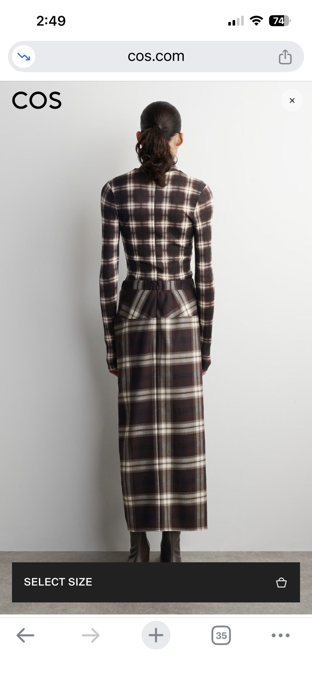 COS DRAPED CHECKED MIDI SKIRT