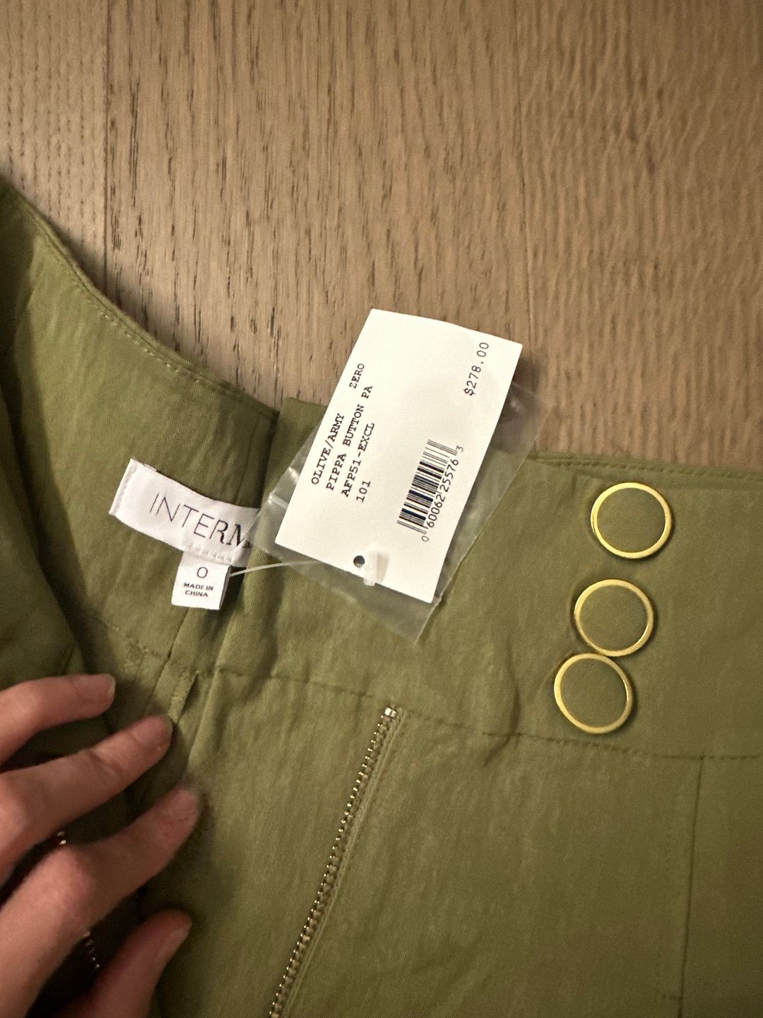 NWT Pippa Button Pants in Olive