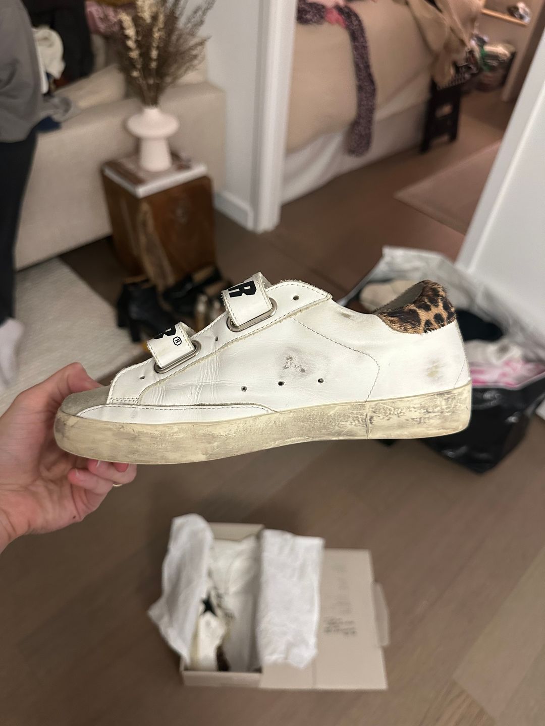 Golden Goose Old School Leather Sneakers In White