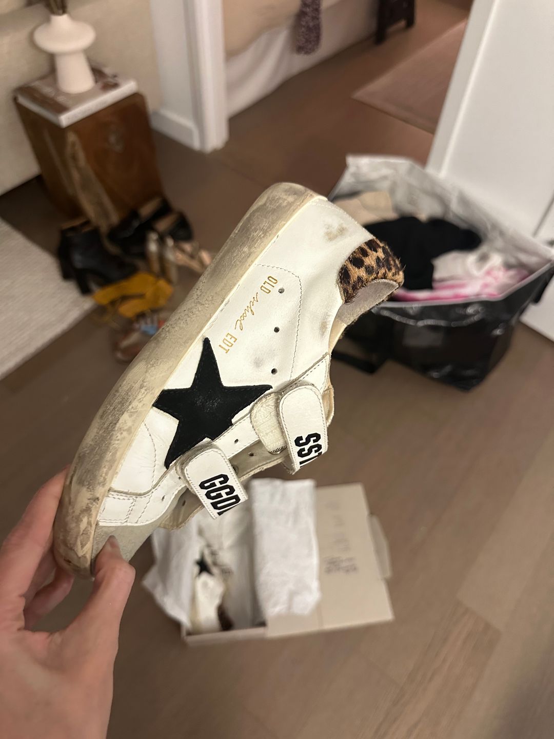 Golden Goose Old School Leather Sneakers In White