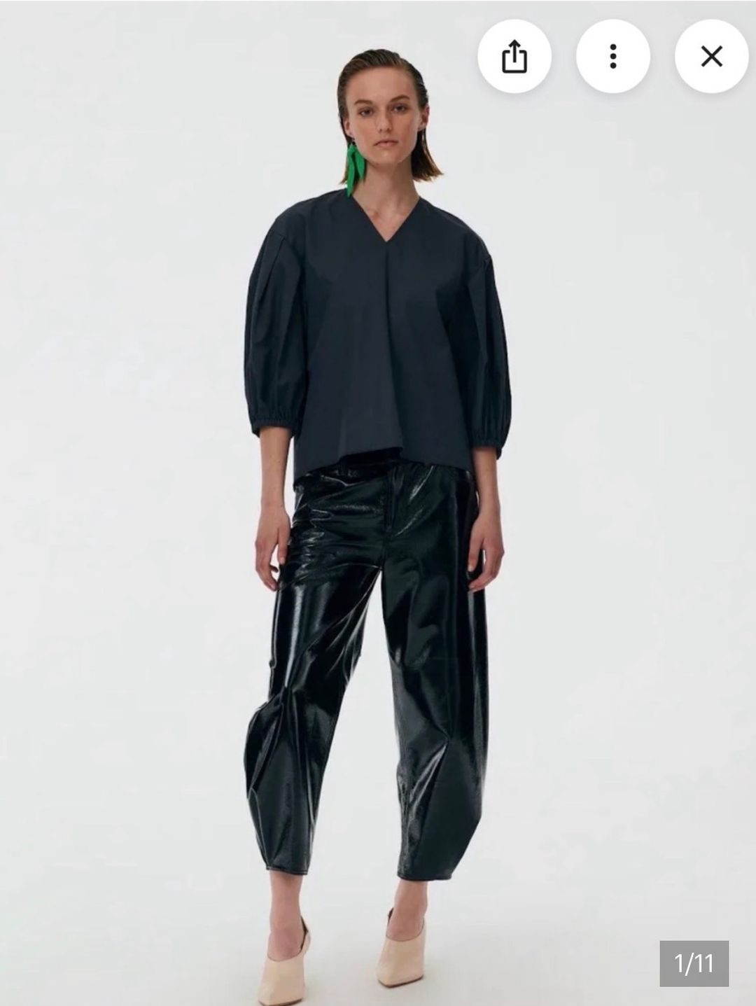Tibi Black Faux Patent leather
Sculpted Brancusi Pant